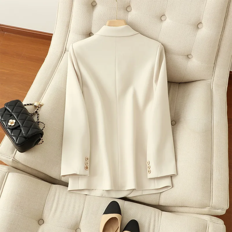 Autumn New Women Classic Double Breasted Suit Jacket Korean White Black Loose Office Suit Tops Simple Office Lady Casual Blazer