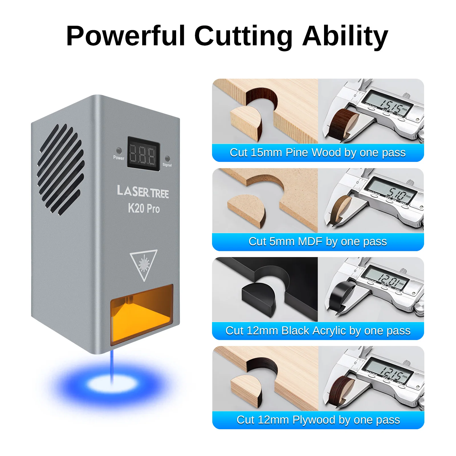 LASER TREE K20 20W Optical Power Laser Head Air Assist Nozzle 4 Diodes Module For CNC Engraver Cutting Machine DIY Tools laser engraving machine,cnc engraving machine parts