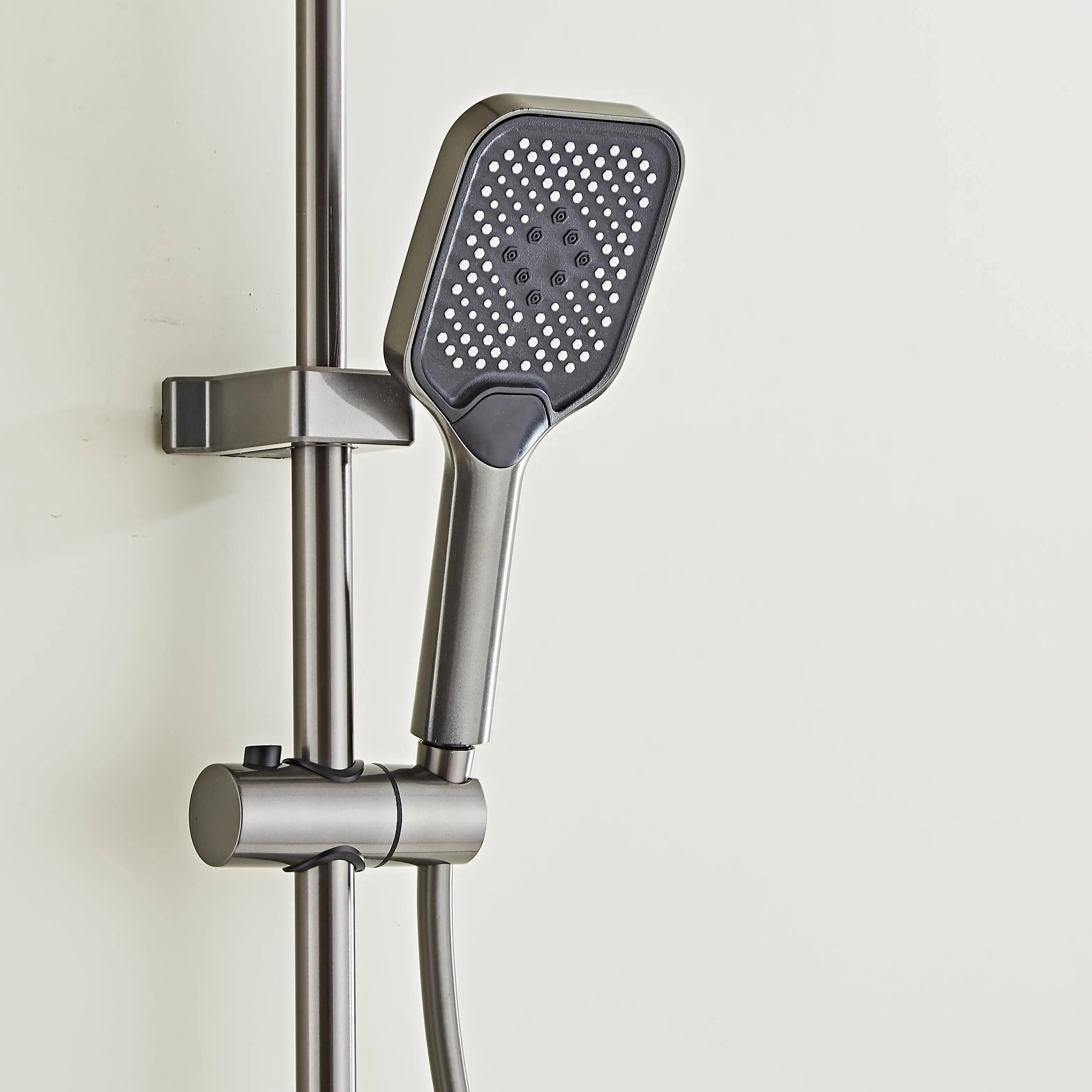 Intelligent Thermostatic Shower Set LED Digital Display Piano Keys Black Rainfall Bath Shower Faucet System Set Aluminum 3