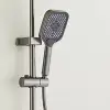 Intelligent Thermostatic Shower Set LED Digital Display Piano Keys Black Rainfall Bath Shower Faucet System Set Aluminum 3