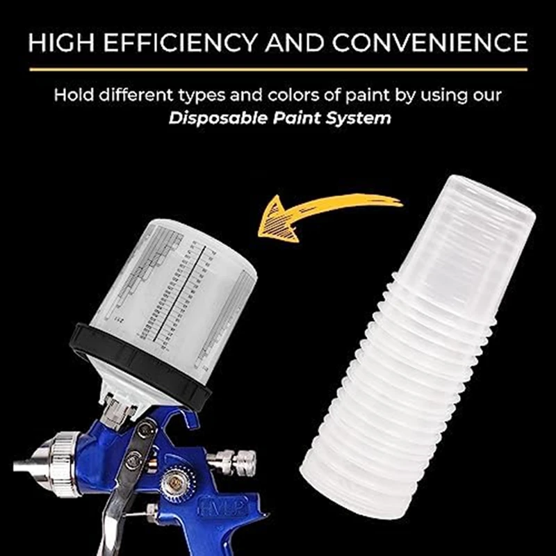 Paint Gun Cup Liner And Lid System As Shown Plastic 50 Lids 50 Liners 1 Hard Cup With Retaining Ring And 20 Sealing Plugs