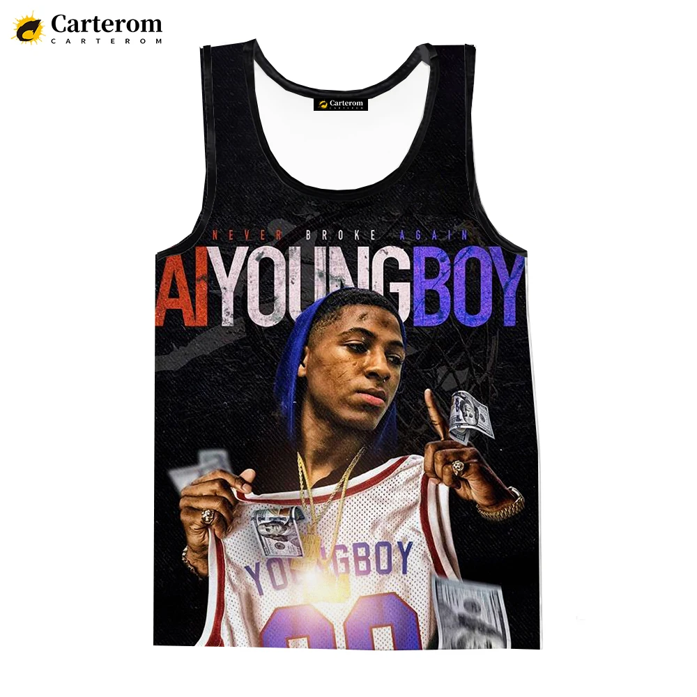 

Rapper YoungBoy Hip Hop Style Men Tank Tops Sleeveless Shirts Harajuku Streetwear Tops 3D Printed Oversized Men's Clothing