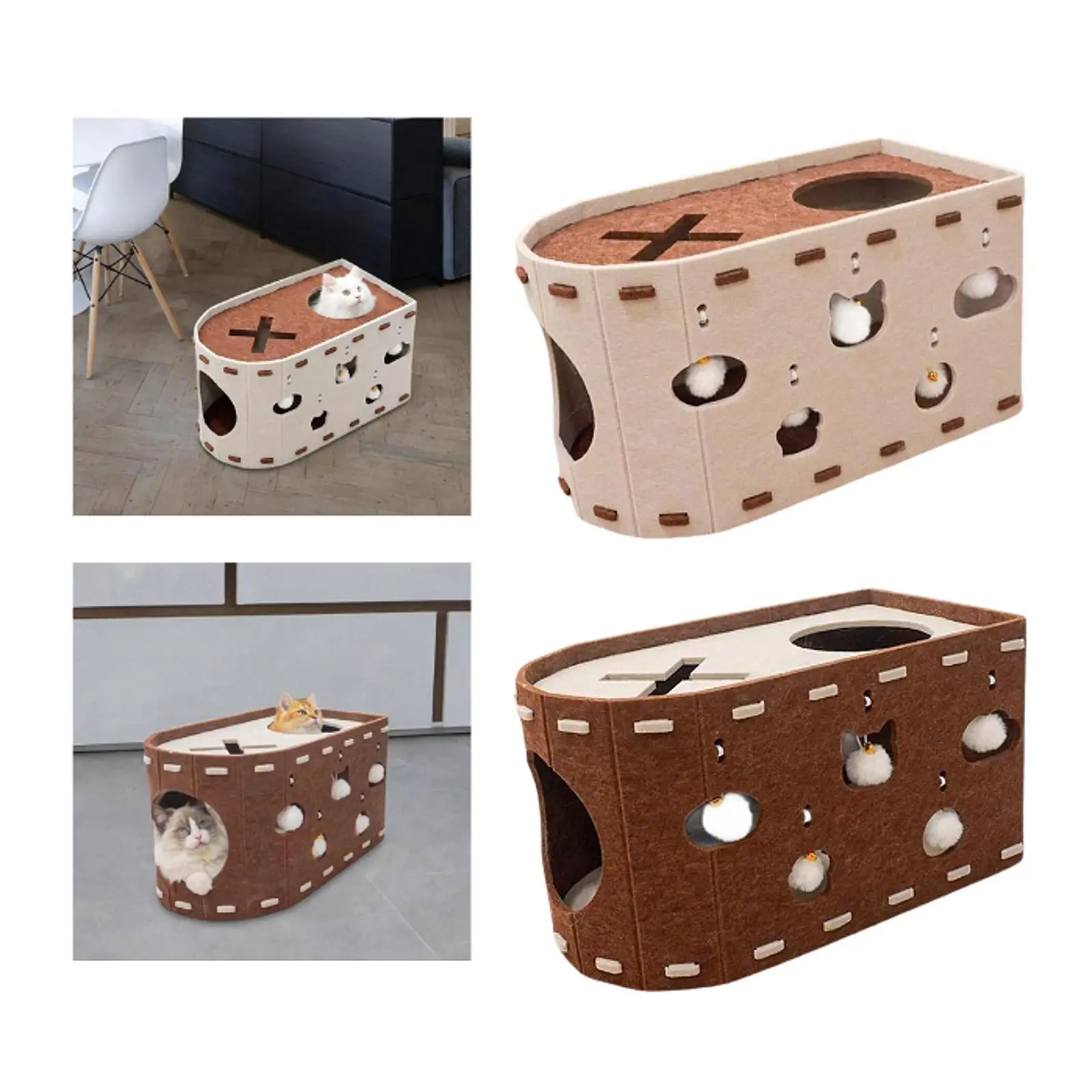 Cat House Scratch Condo Scratching Pad Furniture Protector Scratch Resistant Practical Sturdy for Multiple Cats Scratcher Bed