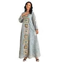 Ramadan Jalabiya Arabic Long Dresses For Women Muslim Abaya Dubai Turkey Islam Puff Sleeve Sequin Hijab Dress Moroccan Kaftan 5