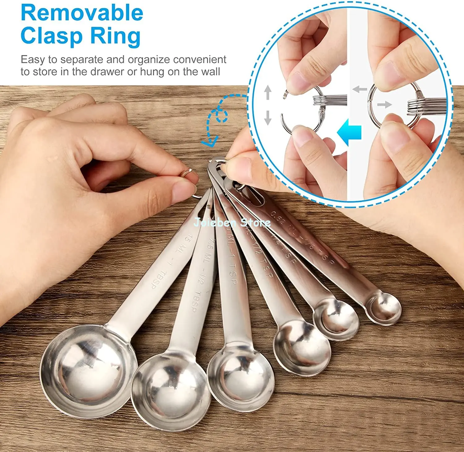 Magnetic Stainless Steel Measuring Spoons - Set of 6 Metal Measurement  Spoon for Dry and Liquid Ingredients - BPA Free Teaspoon and Tablespoon for