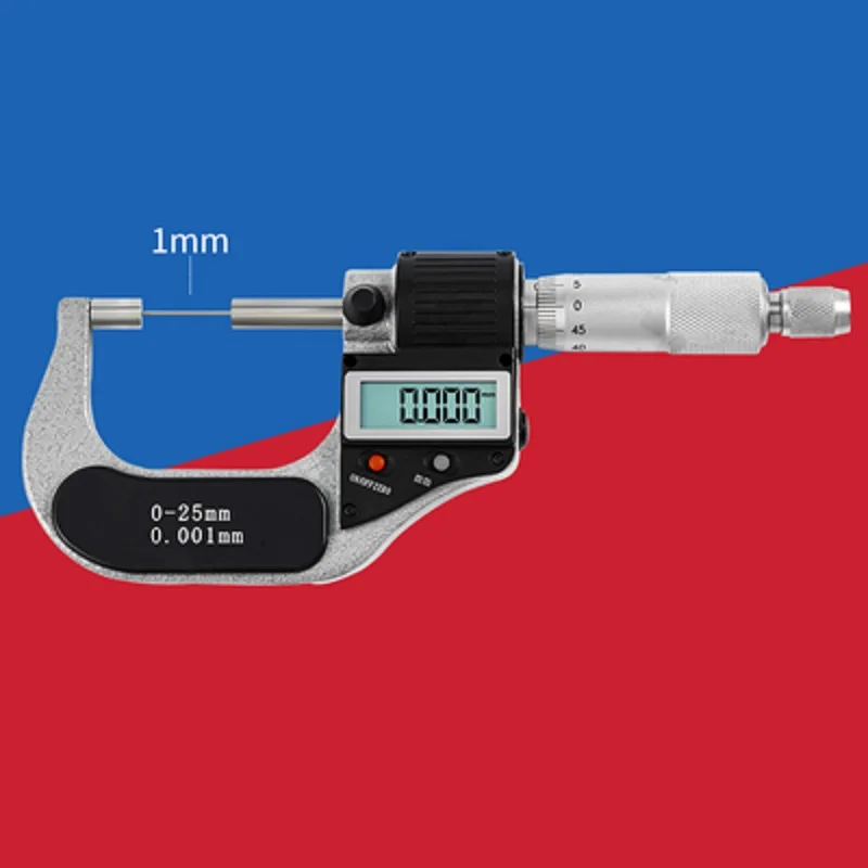 0-25MM 0.001 디지털 디스플레이 및 기계식 스케일 마이크로미터 스크류 게이지 나사산 외부 마이크로미터 측정 도구