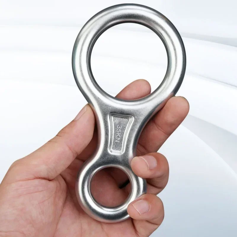 1Pcs Rock Climbing Carabine 8 Shape Rigging Descender Aluminum Figure Belay Device Abseiling 35kN Eight Ring Downhill Equipment
