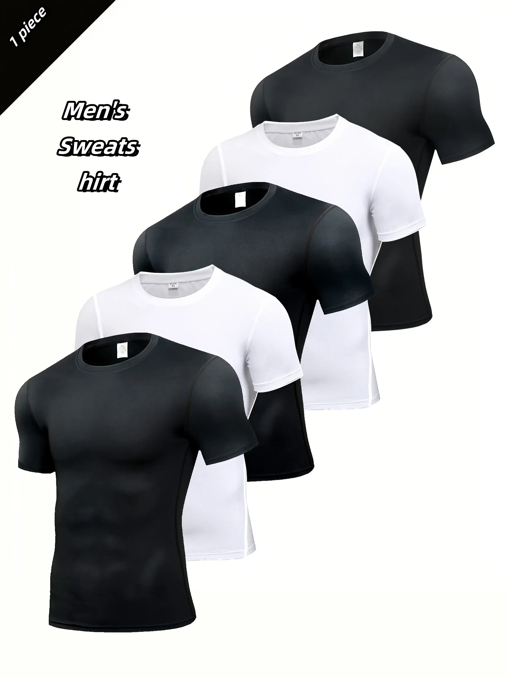 Men's sports fitness short sleeve T-shirt compression top uv protection sweat absorbent quick dry sweatshirt 1 Piece suitable