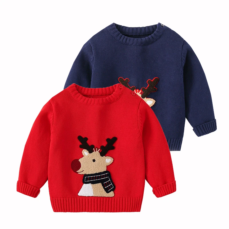 

Christmas Sweaters for Boys Cute Deer Toddller Baby Girls Pullover Kids Knitwear Children's Clothes