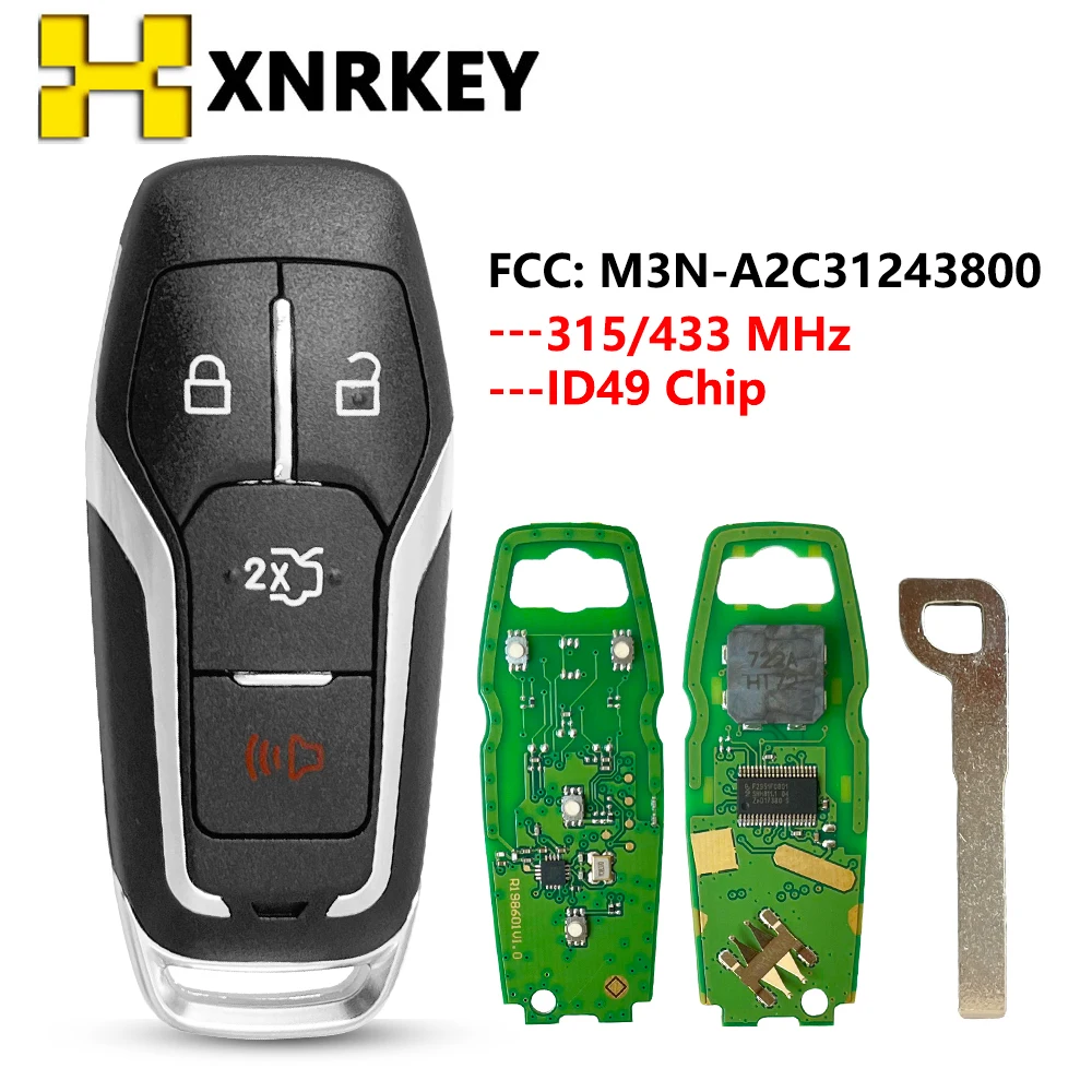 XNRKEY Car Remote Key for Ford Fusion Mustang Edge Explorer Mondeo Kuka 2013-2017 315MHZ ID49Chip M3N-A2C31243800