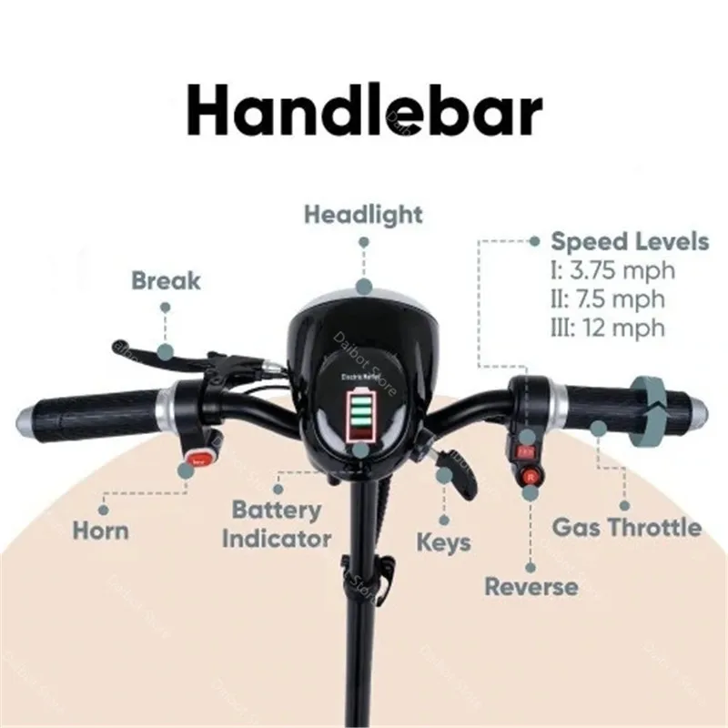 10 Inch Folding Adult Parents Child Electric Scooter 2 Seats 500W 36V Family Mobility Scooter 4 Wheels For Elderly With Basket