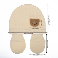 3Pcs/set Cotton Newborn Hats Caps Mittens Foot Cover Infant Felt Cute Bear Headwraps Baby Gloves Socks 0-3M Beanies 3