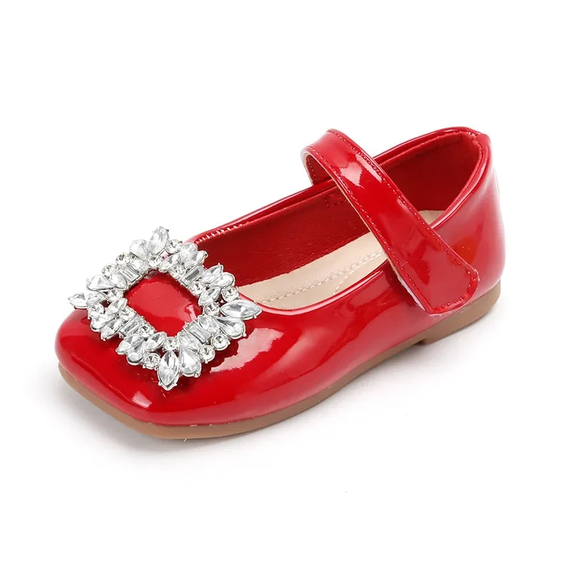 Girls Princess Mary Jane Shoes Spring Luxury Diamante Patent Leather