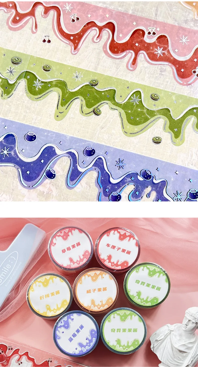 30mm * 3m jam series Kawaii Ins laser silver PET tape handmade DIY scrabbbooking material aesthetic masking tape