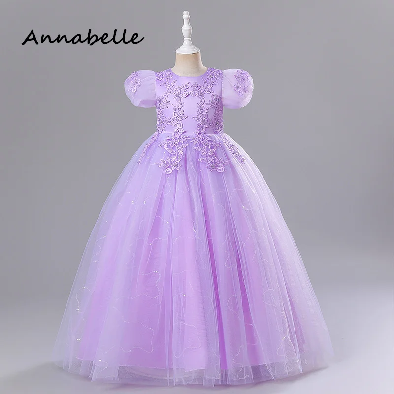 

Annabelle Flower Girl Dress for Weddings Party Kids Baby Girl Birthday Short Sleeve Formal Dress Puffy Dresse2024 News Fashion