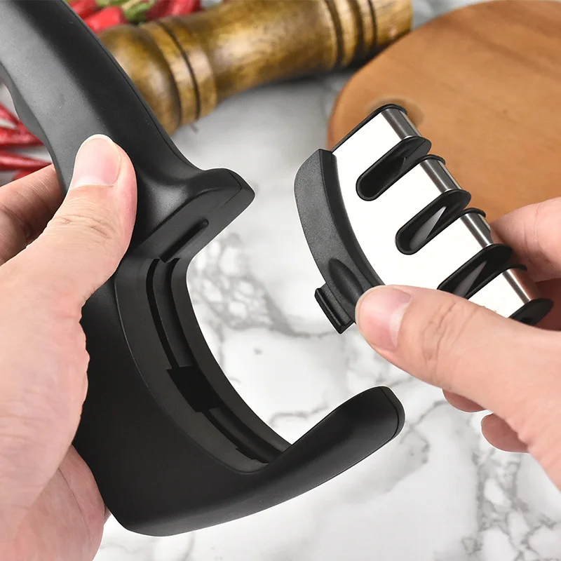 Knife Sharpener Stainless Steel 3 Stages Professional Kitchen Tool Sharpening Stone Grinder Knives Whetstone Diamond Sharpener