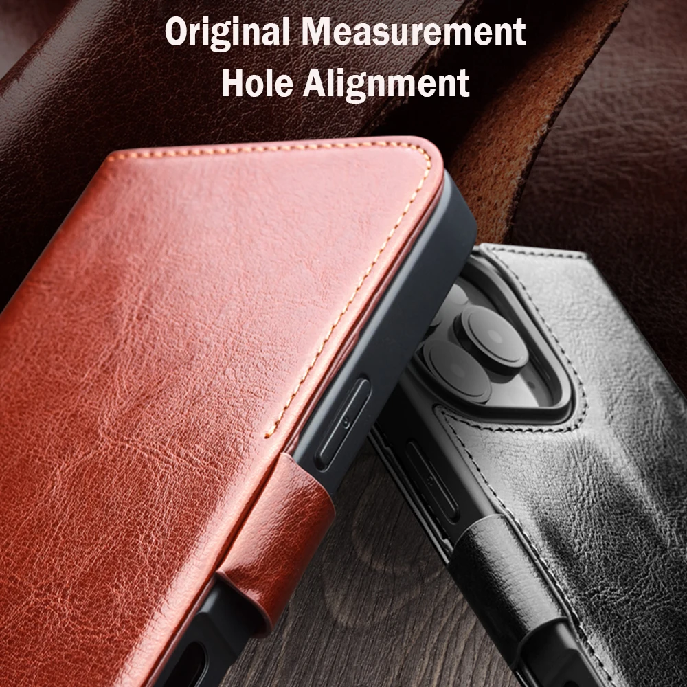 QIALINO Genuine Leather Flip Case for iPhone 16 Pro Max Handmade ...