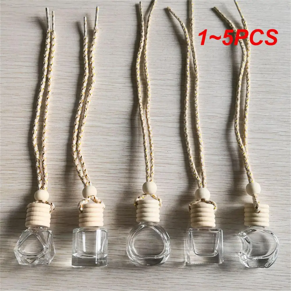 Car Hanging Glass Bottle Empty Perfume Aromatherapy Refillable Diffuser Air Fresher Fragrance Pendant Ornament 1~5PCS