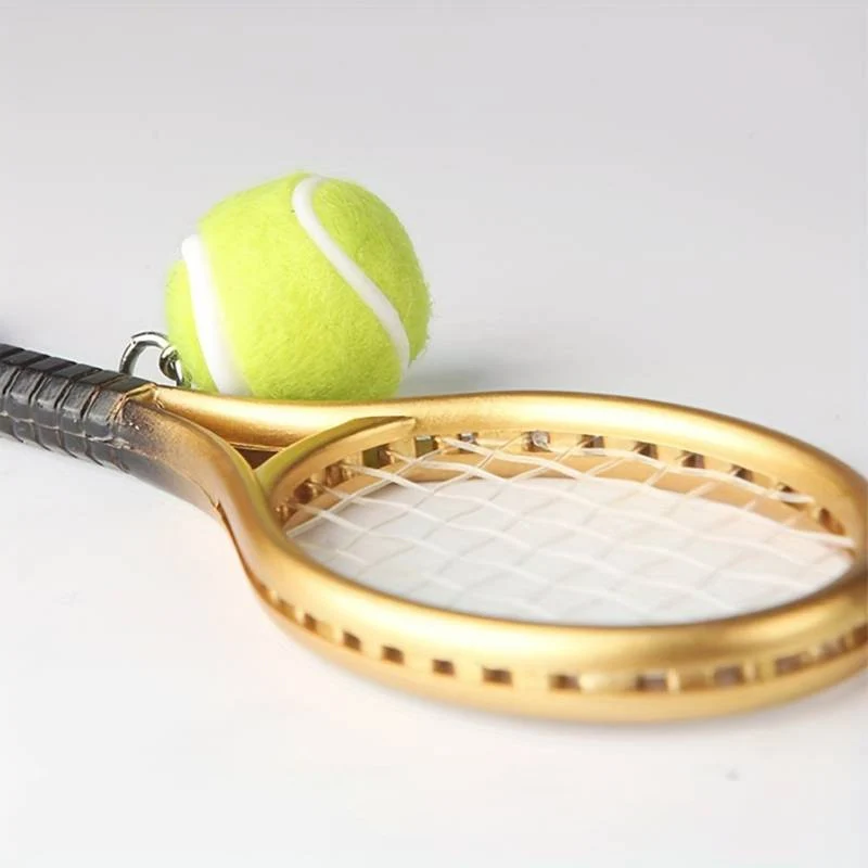 Tennis Keychain Alloy Tennis Raclet Ball Split Ring Keychain For Sport Lovers Team Sports Bag Chain Pendant