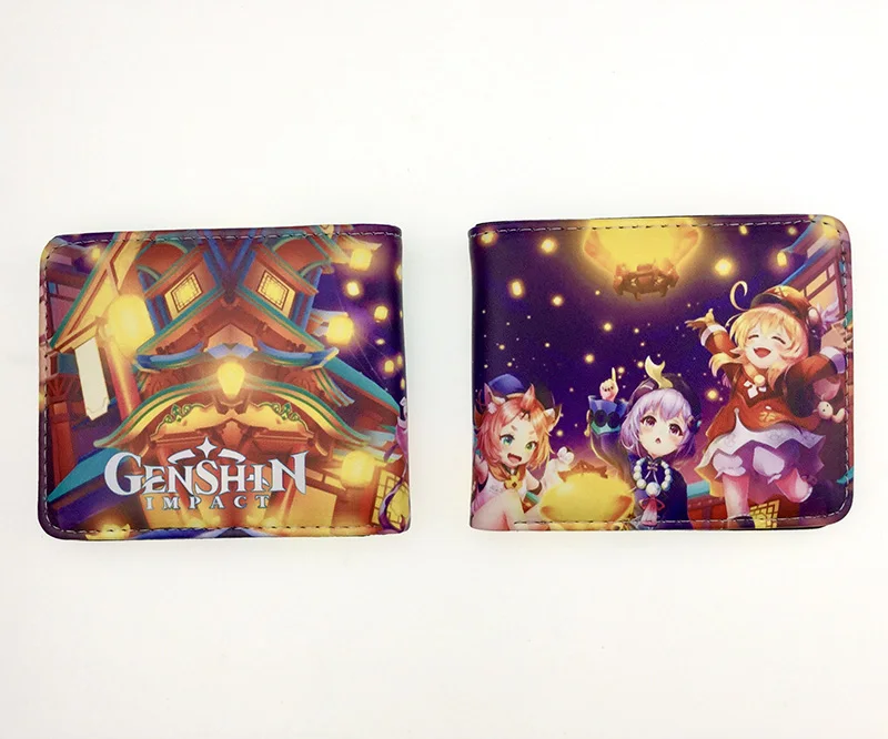 Hot Game Genshin Impact Wallet Short Purse for Student With Credit Card Holder Coin Pocket