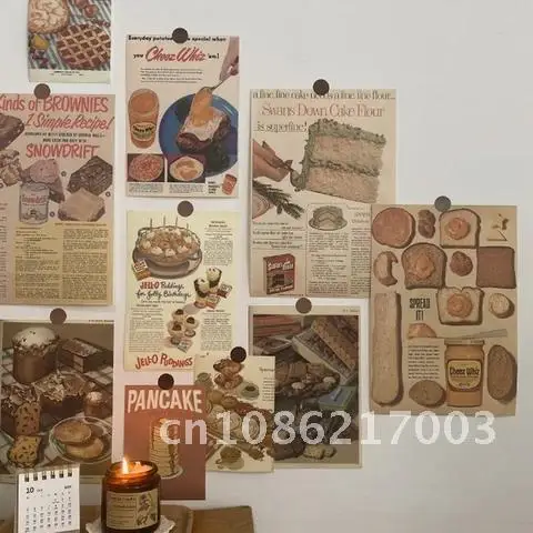 

Retro Korea Sticker Poster Wall Decoration Card Gourmet Pattern Craft Cards Bedroom Decor DIY Postcard Tarjeta Background