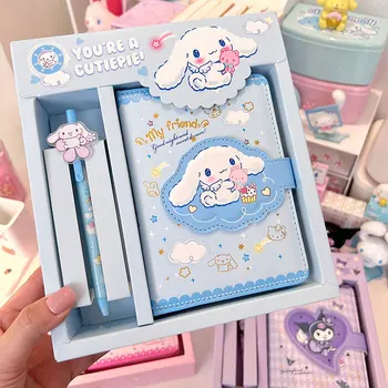 Sanrio Notebook Gel Pen Hello Kitty Cinnamoroll Kuromi Notepad Portable Notebook Stationery Set Office School Supplies Gifts 2