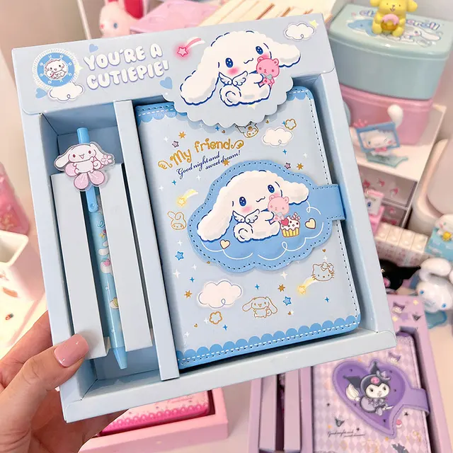 Caderno de Gel Sanrio com Caneta Hello Kitty Cinnamoroll Kuromi