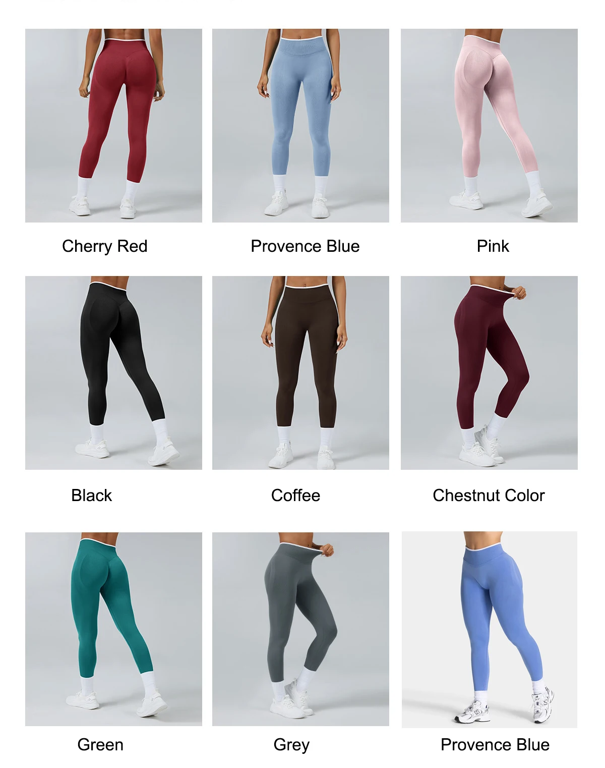 Frauen Nahtlose Gym Einfarbig Sport Hosen Weiß Rand Taille Enge Hohe Taille Hüfte Heben Hosen Lauftraining Leggings – Detail 4