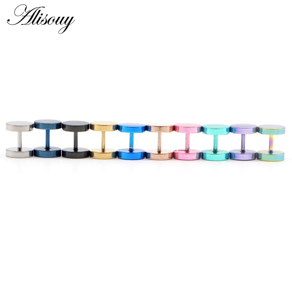 Man Women Barbell Ear Studs Earrings 1PC