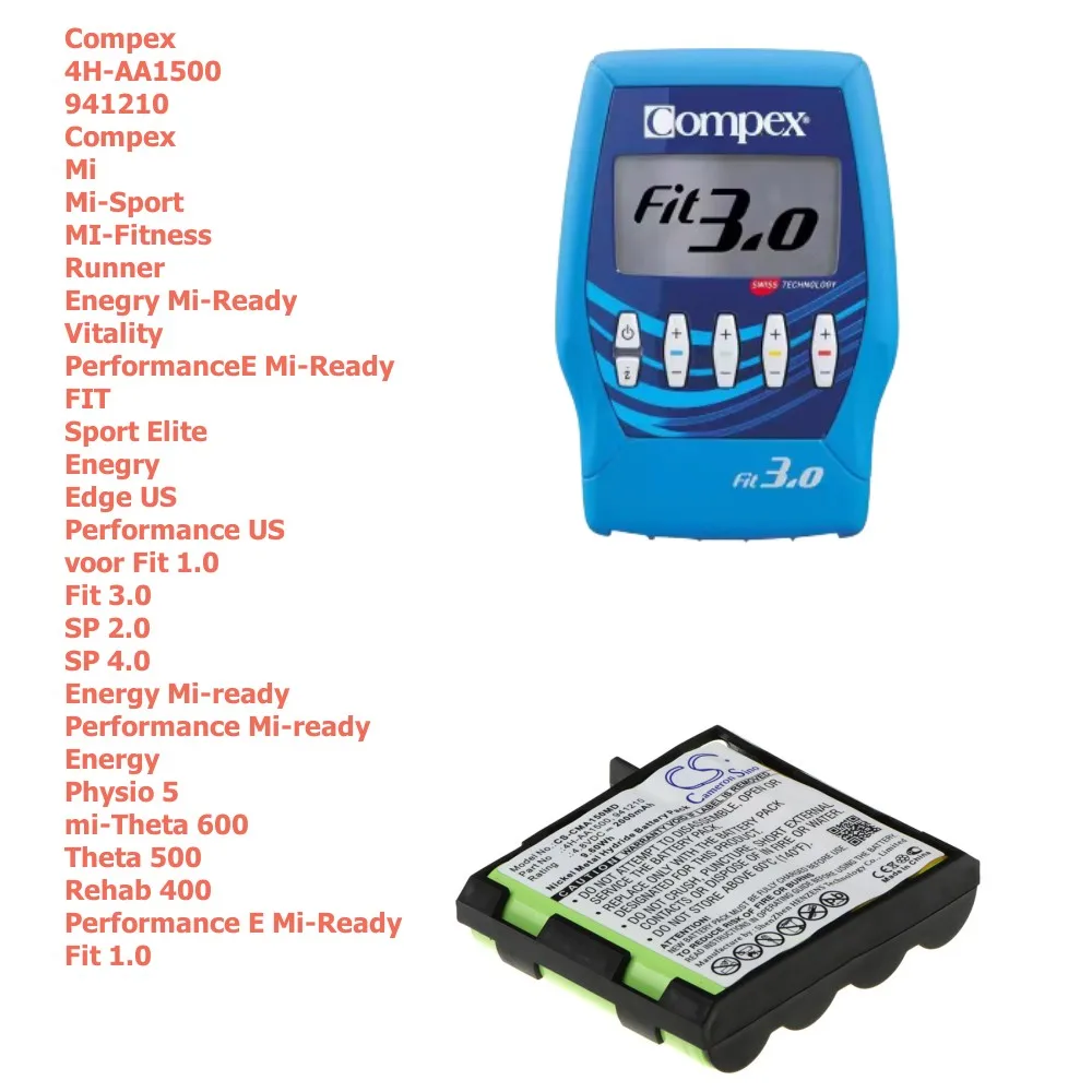 

Medical Battery For Compex 4H-AA1500 941210 Mi Mi-Sport MI-Fitness RunnerSport Elite Vitality PerformanceE Mi-Ready Fit 2000mah