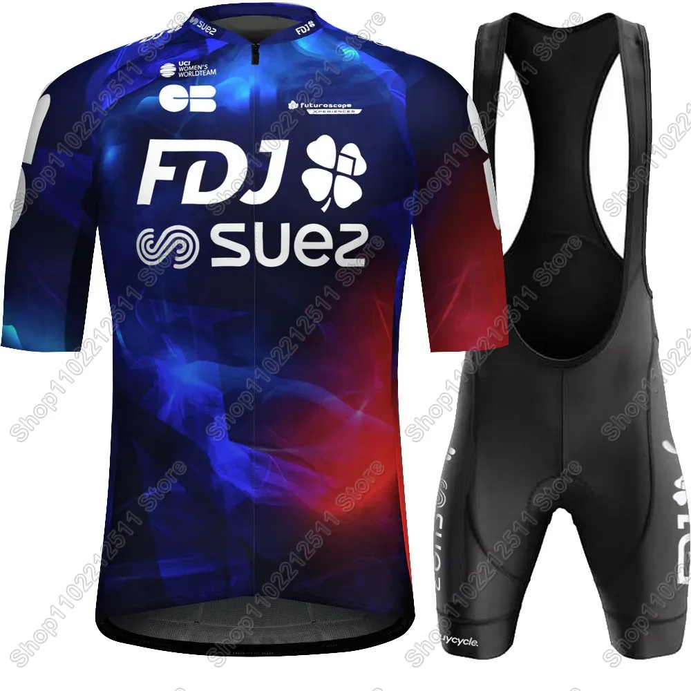 France FDJ Suze Team Women Cycling Jersey Set Bicycle Clothing Road Bike Shirts Suit Bib Shorts MTB Ropa Maillot