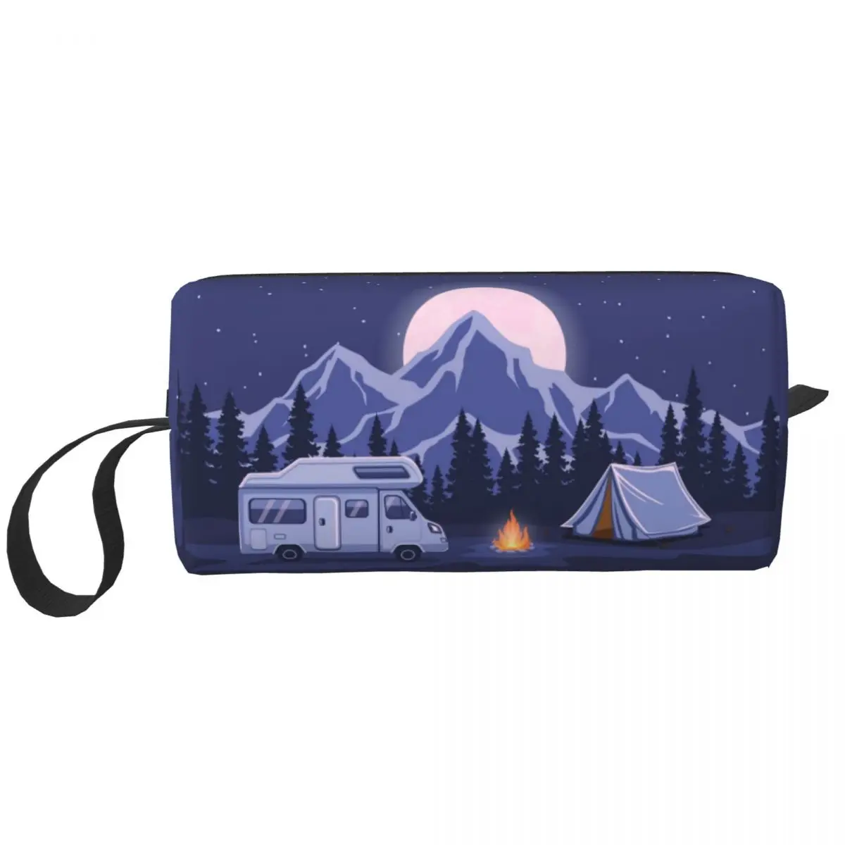

Happy Camper Cosmetic Bag Women Cute Large Capacity Camping Life Makeup Case Beauty Storage Toiletry Bags