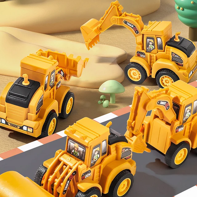 1Pcs Engineering Vehicle Model Press Sliding Car Excavator Bulldozer Children Educational Construction Vehicle Toy Kids Boy Gift 6