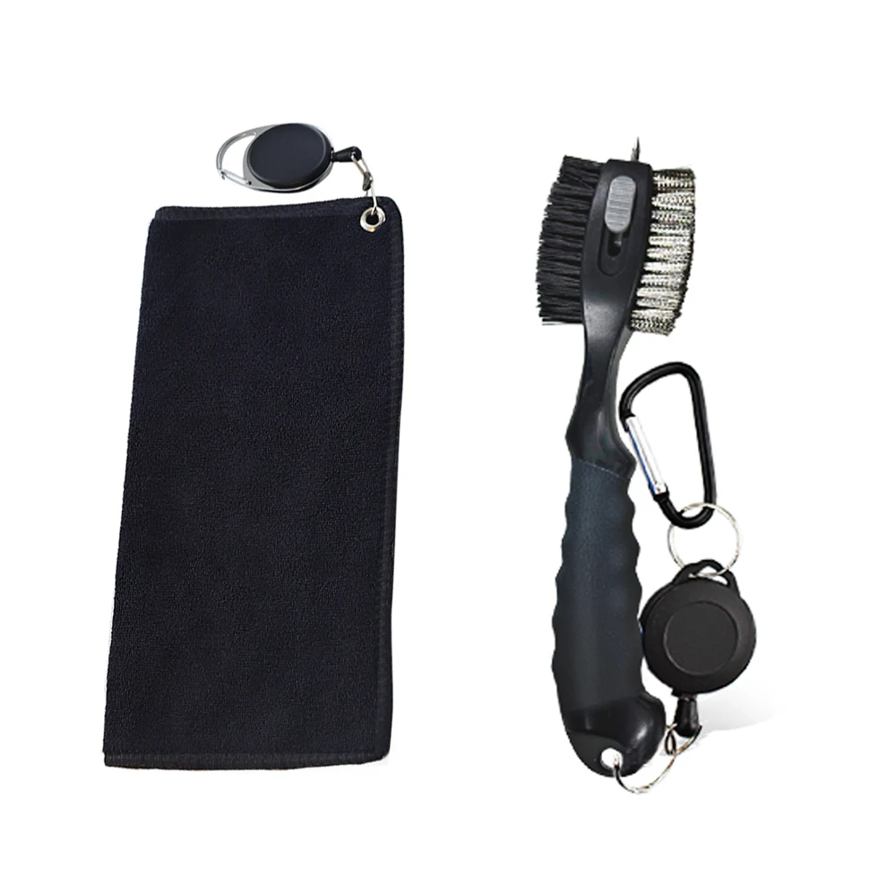 Deluxe Golf Club Cleaner Brush with Carabiner and Groove Sharpener - Premium Golf Sports Accessory