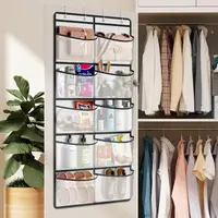 Over The Door Organizer with 5 Large Pockets Hanging Storage Shelves Grey 2