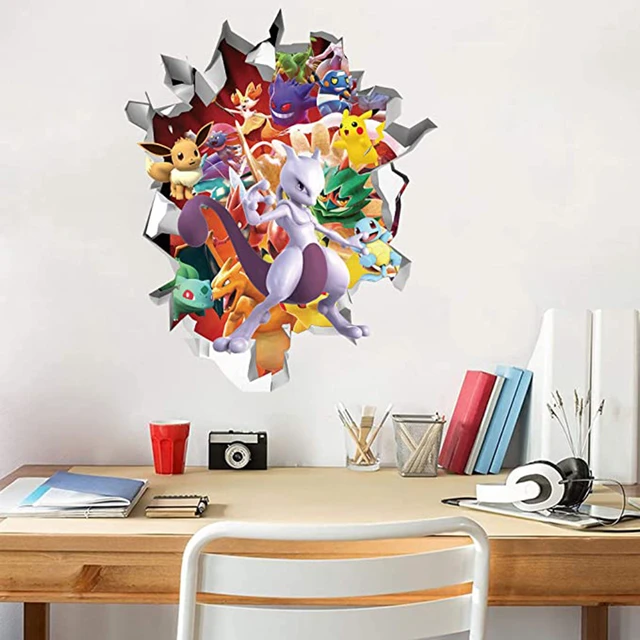 Sticker mural Pokemon Go 3d dessin animé auto-adhésif papier peint  décalcomanies décoration de chambre d