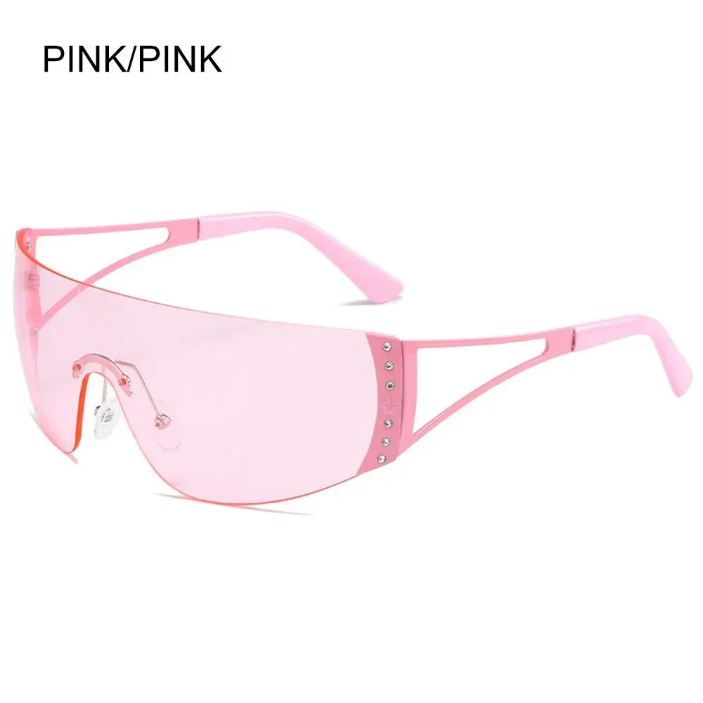  - 1pc Wrap Around Y2K Sunglasses for Women Men Flat Top Sunglasses Futuristic Frameless Gradient Lens Sun Glasses UV400 Eyewear