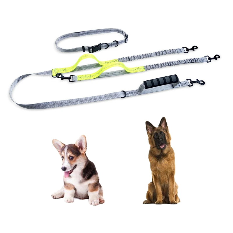 Correa para correr para perros para dos correa reflectante doble cabeza para correas para correr, manos libres, cinturón ajustable para caminar| | - AliExpress