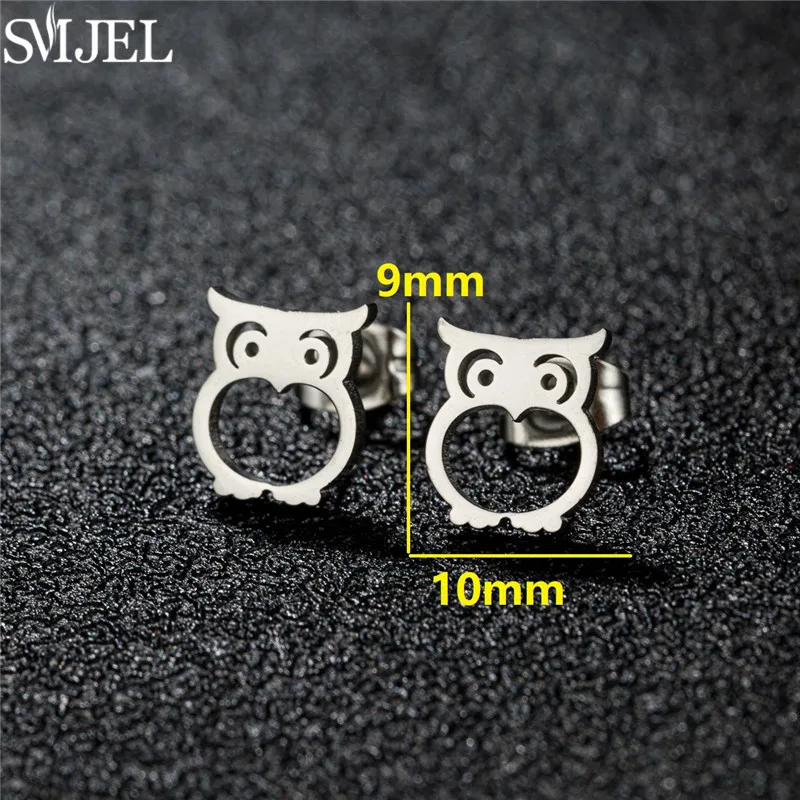 Cute Various Animal Earings Fashion Jewelry Butterfly Dog Owl Snake Whale Bee Giraffe Stainless Steel Mini Stud Earrings Women - Image 4