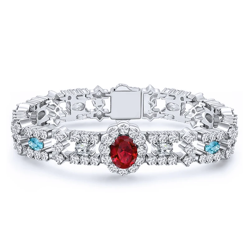 Luster 3ct 8*10mm oval cut cubic zircon jewelry bracelet women silver 925