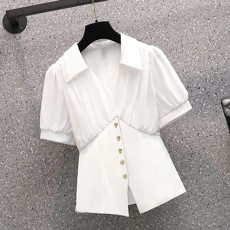 Large Women's Suit 2022 Summer New Fashion Design Sense of Temperament Thin Chiffon Shirt Micro Flare Pants Two Piece Set