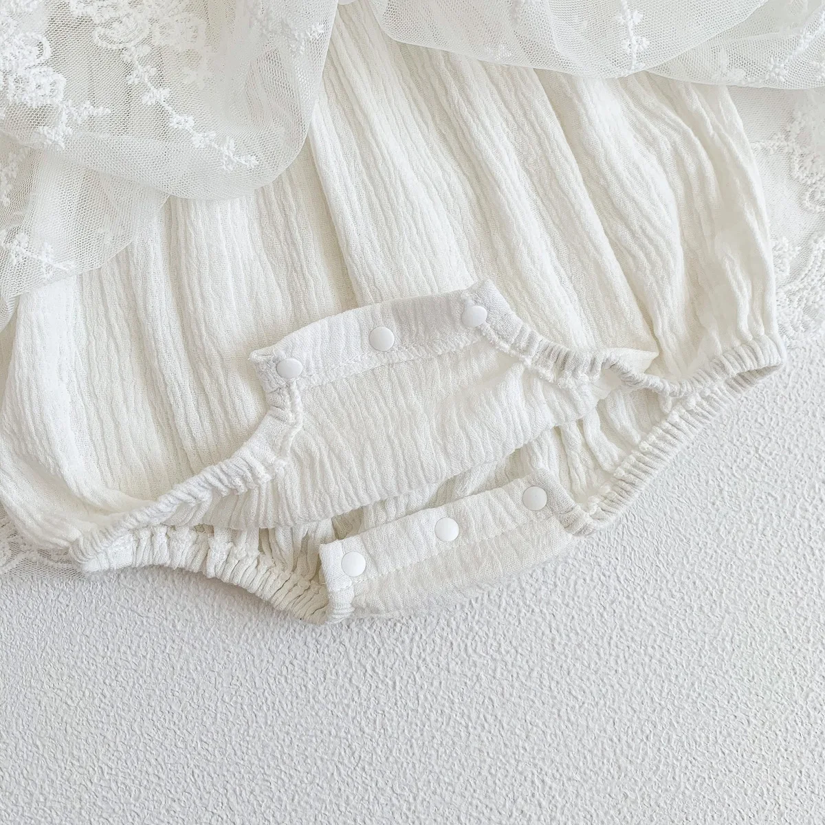 2025 Summer Baby Girls Romper Cotton Lace Ruffle Embroidery Flying Sleeve Mesh Princess Toddler Girl Dress Infant Girls Bodysuit 6