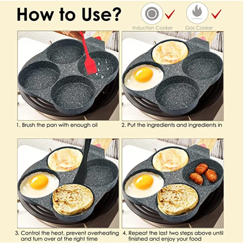 CAROTE Egg Omelette Pan, 4-Cup Nonstick Egg Frying Pan, Egg Skillet fo