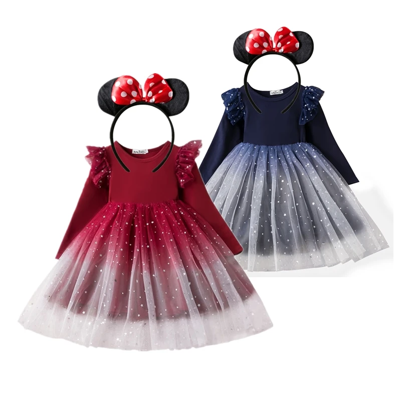 Cute Baby Girl Dress for 3-8Y Children Summer Minni Mouse Polka Dot Dress Girls Birthday Party Christmas Costumes for Kids Girl
