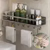 Bathroom Shelves Corner Shower Shelf Aluminum Wall Mount Shampoo Storage Rack Holders No Drill Kitchen Bathroom Accessories 4