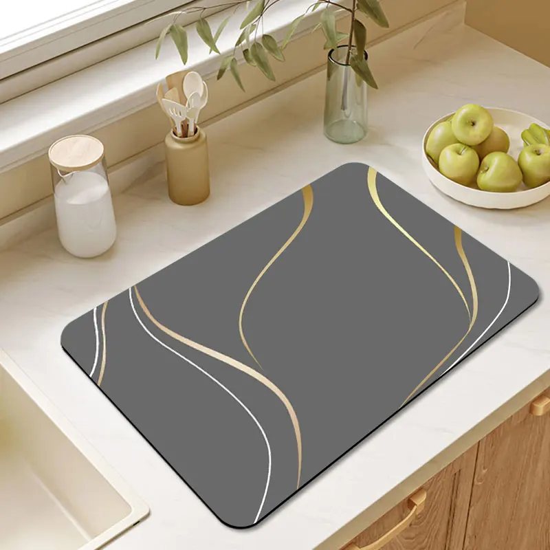 Super Absorbent Coffee Dish Large Kitchen Absorbent Draining Mat Drying Mat  Quick Dry Bathroom Drain Pad Kitchen Faucet Placemat - AliExpress