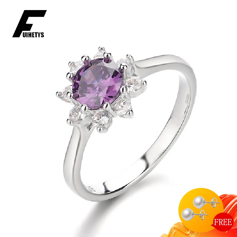 

FUIHETYS Trendy Women Ring with Zircon Gemstone 925 Silver Jewelry for Wedding Engagement Party Gift Finger Rings Wholesale