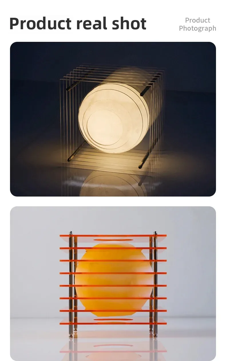 Orange Acrylic Moon Table Lamp side view