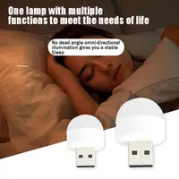 USB Night Light LED Plug Lamp Computer Mobile Power Charging USB Small Book Lamps Eye Protection Reading Light Small Round Light 6