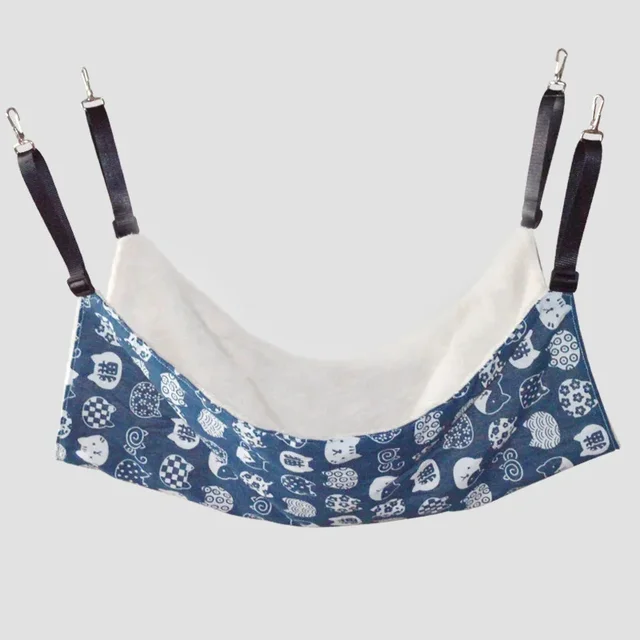 Cat Hanging Hammock with Adjustable Straps Double-Sided Pet Cage Hammock Hanging Bed Resting Sleepy Pad for Small Animals Pets